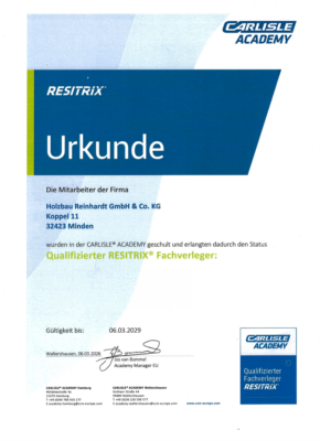 Zertifikat-Flachdachverleger